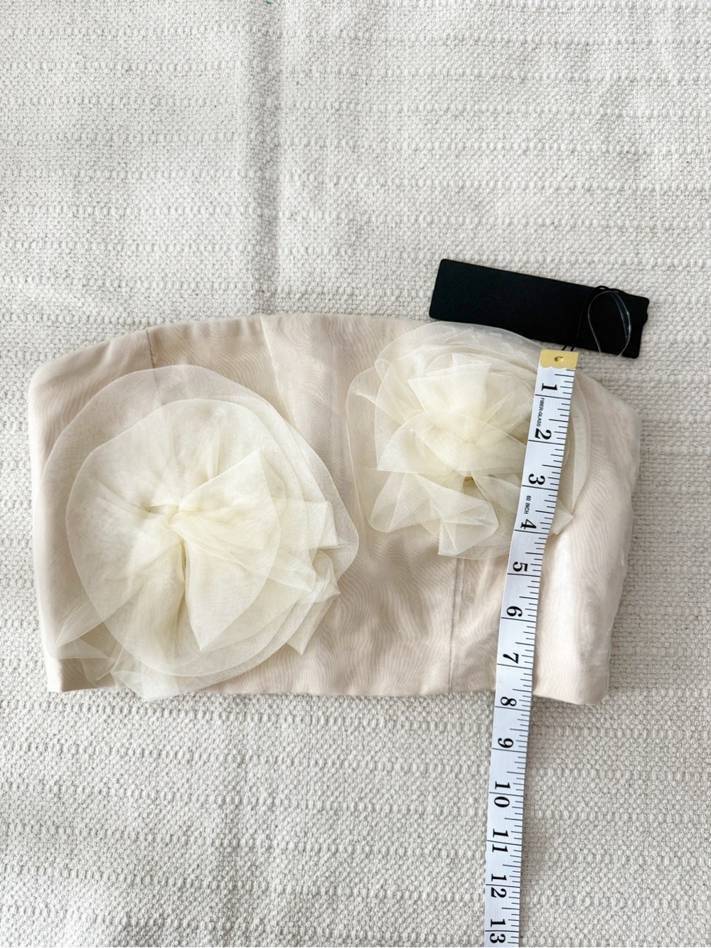 Know One Cares Ivory Strapless Floral Appliqué Crop Top - Picture 6 of 6